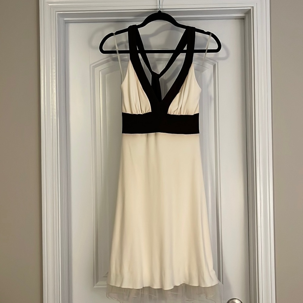 Cream and Brown Halter Dress